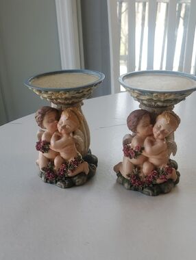 Todays Treasures Cherub and Angel Candlestick Holders